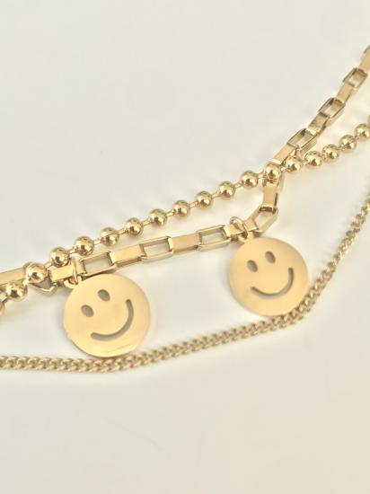 Üç Sıralı Smile Gold Çelik Bileklik