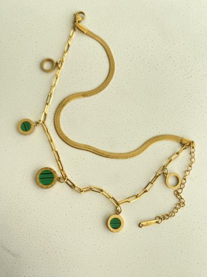 Yeşil roma rakamlı italyan zincir gold çelik bileklik en 1 cm 16+6cm