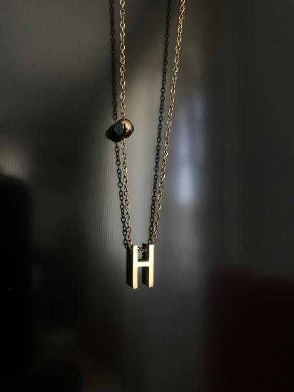 H Harf Çelik Kolye Gold