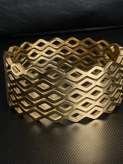 Geometrik Gold Çelik Bileklik Kelepçe Kalın Model  En 3 cm